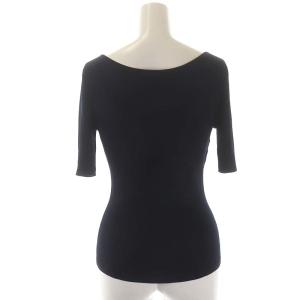 ANAYI 五分袖リブニット カットソー ラウンドネック 38 紺 ネイビー