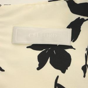 CELFORD フラワープリント刺繍ドレス ワンピース ロング ノースリーブ 36 オフホワイト 黒 ブラック