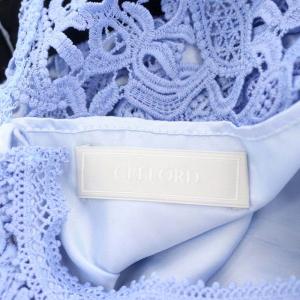 CELFORD 20SS ペイズリーレースワンピース 半袖 ロング 36 青 ブルー