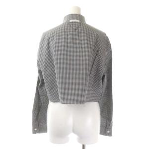 プラダPRADA 22SS ギンガムチェックフリルシャツ 36