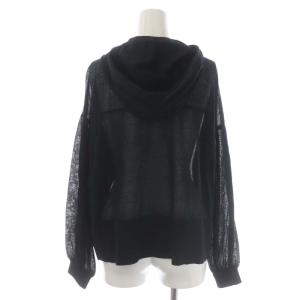 Theory 23SS Airy Cotton Zip Up Hoodie ジップフーディ ニットパーカー 長袖 S 黒 ブラック
