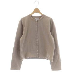 カーディガンプレッション ノーカラー スナップボタン 長袖 裏ボア 2 ライトブラウン