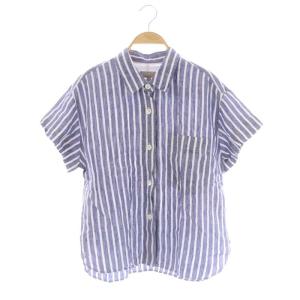 22SS WIDE STRIPE LINEN シャツ ストライプ 半袖 リネン 1 紺 白 ネイビー ホワイト