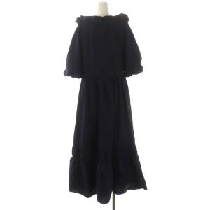 Chesty 23SS パールラインパフスリーブワンピース 五分袖 ロング 1 紺 ネイビー