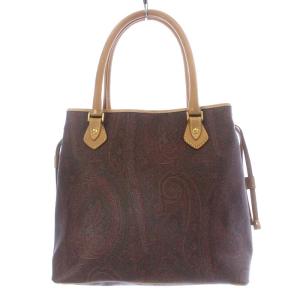 ETRO ハンドバッグ ショルダーバッグ ペイズリー柄 PVC ダークブラウン