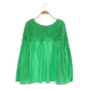 Merlette 23SS SONGES ロングスリーブスモッキング ブラウス プルオーバー 長袖 S グリーン