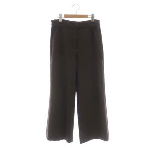BISTRETCH DOUBLE 3 BELT WIDE PANT ワイドパンツ ノータック ベルト付き 4 茶 ブラウン