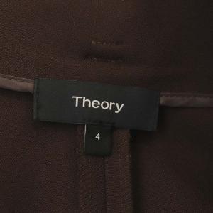 Theory BISTRETCH DOUBLE 3 BELT WIDE PANT ワイドパンツ ノータック ベルト付き 4 茶 ブラウン