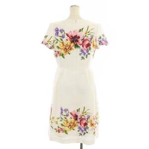M'S GRACY Elegant Flower フラワー ワンピース 半袖 ミモレ丈 ロング 40 白 マルチカラー