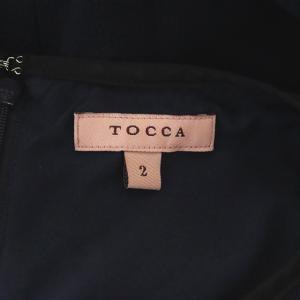 TOCCA 22SS 洗える CASCADE ドレス ワンピース 膝丈 半袖 2 紺 黒 ネイビー ブラック