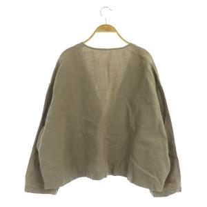 nest Robe 高密度リネン 1つボタン ルーズジャケット ノーカラージャケット 薄手 F グレージュ