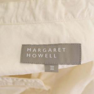 MARGARET HOWELL コットン バンドカラー シャツ ブラウス 長袖 3 オフホワイト