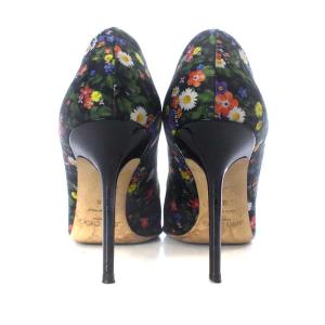 JIMMY CHOO パンプス ピンヒール ポインテッドトゥ フラワープリント 38 25cm 緑色 グリーン