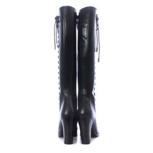 LOUIS VUITTON ブーツ スクエアトゥ レースアップ レザー 23.5cm ブラック