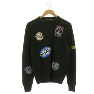 ワッペンクルーネックニット セーター 長袖 46 カーキ GX476Z JAVNA