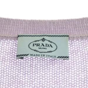 PRADA ニット カシミヤ カーディガン 長袖 Vネック エルボーパッチ 42 紫 パープル