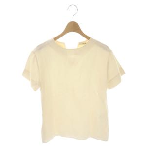 シルク 半袖 カットソー ブラウス プルオーバー 34 アイボリー