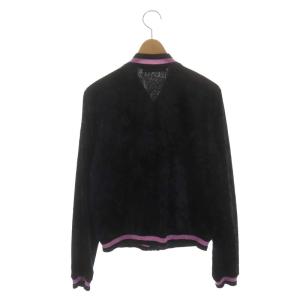 VIVIENNE TAM ベロア 刺繍 スカジャン ジャケット ジップアップ 花柄 ラメ 40 黒 ブラック ピンク