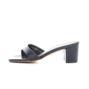 DRESSTERIOR チャンキーヒールサンダル ミュール スクエアトゥ レザー 23.5cm 黒 ブラック 08506002