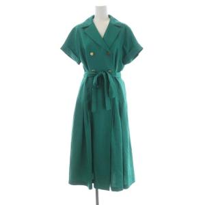 22SS リネンタッチミリタリーワンピース リボンベルト 36 グリーン