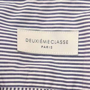 Deuxieme Classe ストライプシャツ ボタンダウンシャツ 長袖  コットン 紺 ネイビー 白 ホワイト