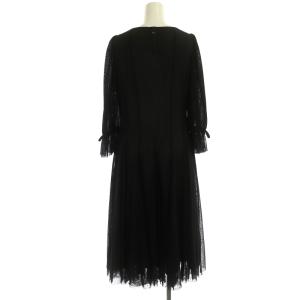 TO BE CHIC 21AW ドットチュール ブラックドレス ワンピース 七分袖 ロング 40 黒 ブラック