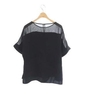 ANAYI 半袖プルオーバートップス ブラウス 半袖 シアー フレア 38 黒 ブラック