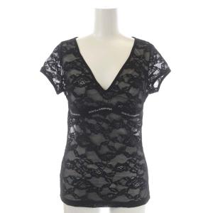 レースロゴTシャツ カットソー 半袖 Vネック USAM 黒 ブラック 白 ホワイト