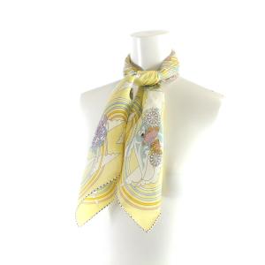 HERMES カレ 70 CARRES VOLANTSS スカーフ シルク イエロー