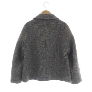 Tao AD2018 ウール 千鳥柄 ショートジャケット アウター ラウンドカラー 総裏地 M 黒 白 ブラック ホワイト