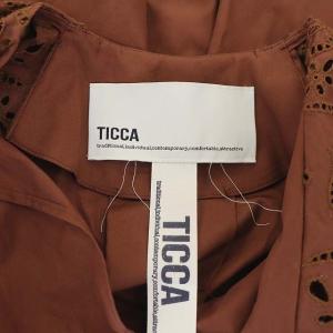 TICCA HPS復刻 レースラグランバルーンスリーブワンピース スキッパー 七分袖 ロング タイト F スモークレッド