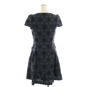 M'S GRACY フラワー リボン ワンピース 半袖 ミモレ丈 ロング 40 黒 ブラック