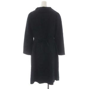 M'S GRACY ジャガードコート スプリンコート 総裏地 ビジューボタン リボン付き 40 紺 黒 ネイビー ブラック