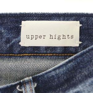 upper hights THE LADY ミッドライズテーパードデニム パンツ ジーンズ テーパード ストレッチ ダメージ加工 25 青 ブルー