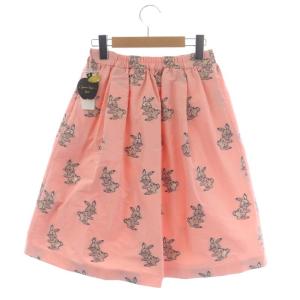 franche lippée black ウサギ ジャガードスカート ひざ丈 フレア M サーモンピンク