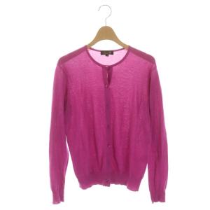 18G コットン天竺カーディガン 長袖 1 マゼンタ ピンク