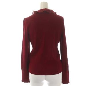 TO BE CHIC フリル ニット カーディガン 長袖 スナップボタン 2 ボルドー