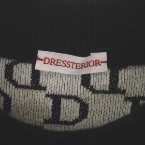 DRESSTERIOR 22AW Dモノグラムジャカードプルオーバーニット セーター 半袖 36 黒 白 ブラック ホワイト