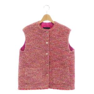 PRE1 フリンジノースリーブベスト 前開き ラメ スナップボタン 36 ピンクミックス
