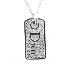 ネックレス ストーン プレート シルバー色