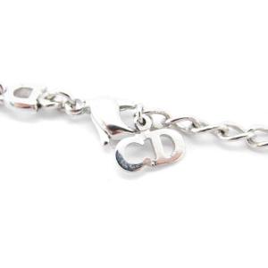 Christian Dior ネックレス ストーン プレート シルバー色