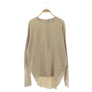 バックボタン サーマルカットソー コットン 長袖 杢ベージュ