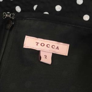 TOCCA 21SS CARAMELLA ワンピース ロング フレンチスリーブ ドット リボン 2 黒 ブラック 白 ホワイト