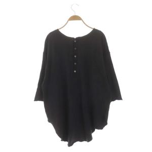 AMERICANA A.D.W BACK HENRY カットソー 八分袖 チュニック プリント ダークグレー オフホワイト