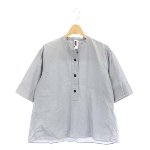 22SS COTTON RAMIE POPLIN シャツ 半袖 バンドカラー 1 グレー