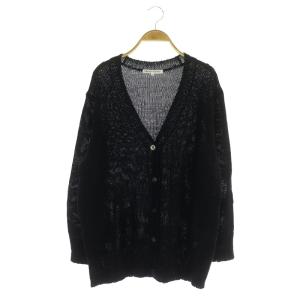 vingt-trois 【洗える】Biagioli リネンリリー カーディガン 長袖 ニット Vネック 44 紺 ネイビー