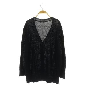 23区 vingt-trois 【洗える】Biagioli リネンリリー カーディガン 長袖 ニット Vネック 44 紺 ネイビー