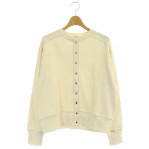 SLOW 23SS 【SLOW/洗える】ワイドリブジャージー カーディガン 長袖 ニット コットン 40 白 ホワイト