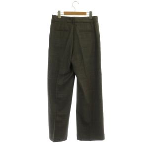 L'Appartement 22AW CHECK SLACKS PANTS ワイドパンツ ストレート チェック 34 グレー 茶 ブラウン