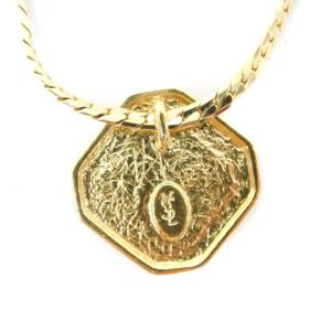 YVES SAINT LAURENT オクタゴン ネックレス ロゴ ゴールド色
